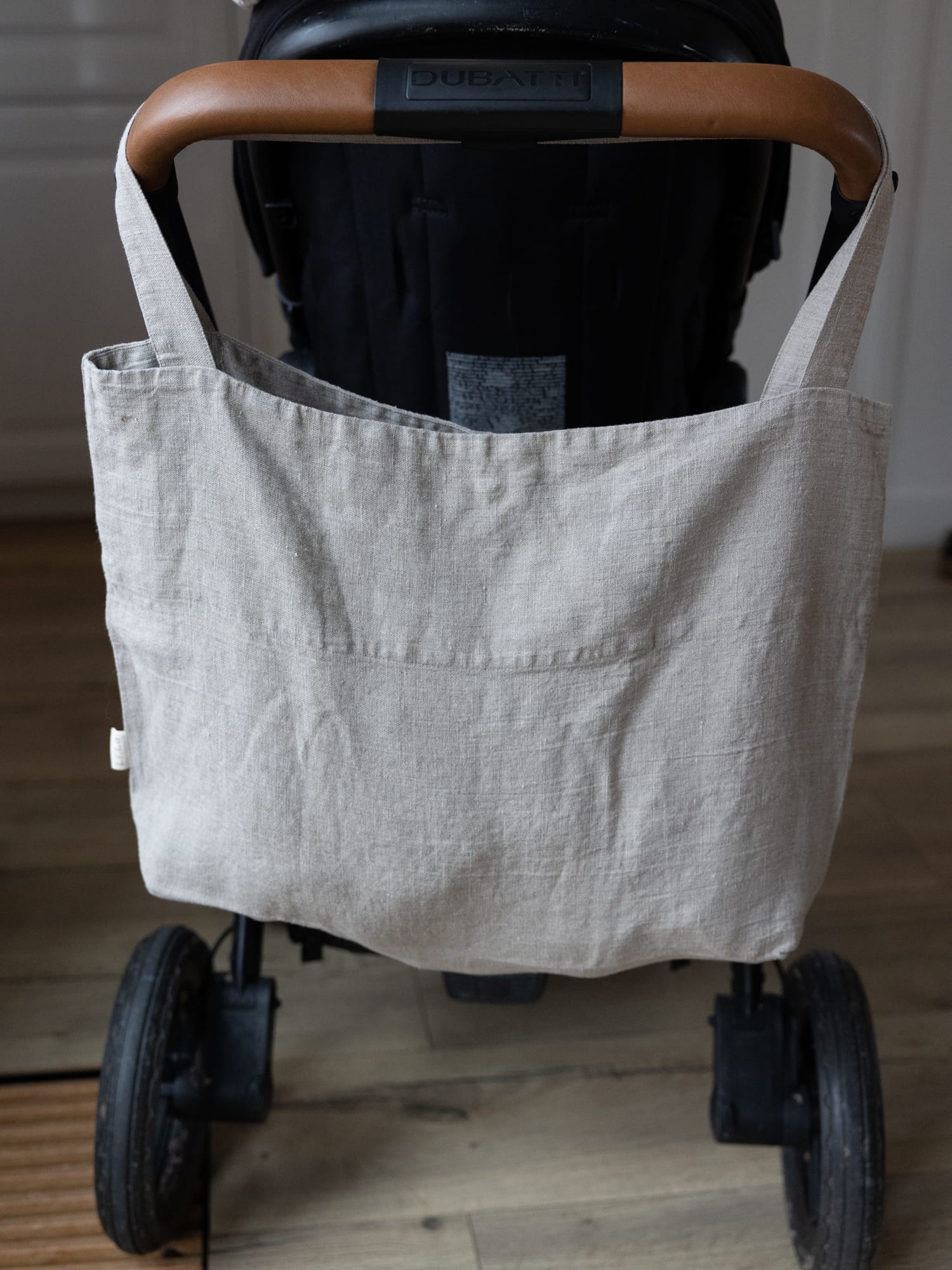 100% linnen -Mom bag/Schoudertas - 58 x 42 cm - Zand - Linnen Label