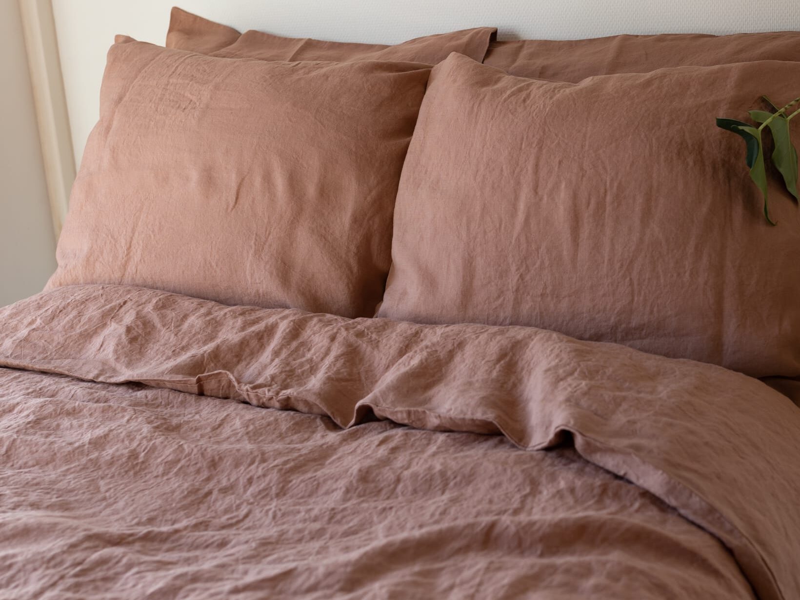 100% linnen - Dekbedovertrek set - 2 kussenslopen - Lits-Jumeaux (240 x 220 cm) - Warm roze - Linnen Label