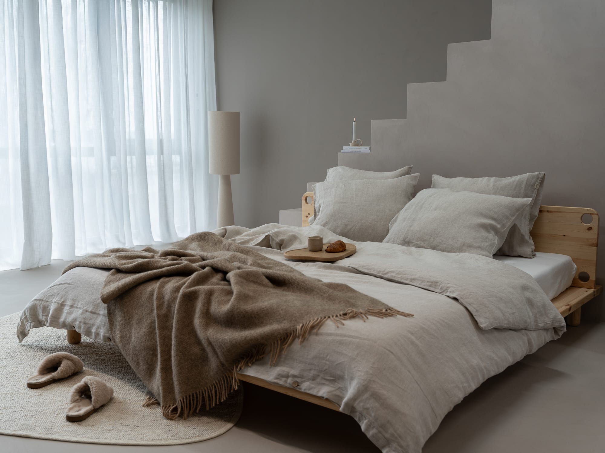 100% linnen - Dekbedovertrek set - 2 kussenslopen - Lits-Jumeaux (240 x 220 cm) - Zand - Linnen Label