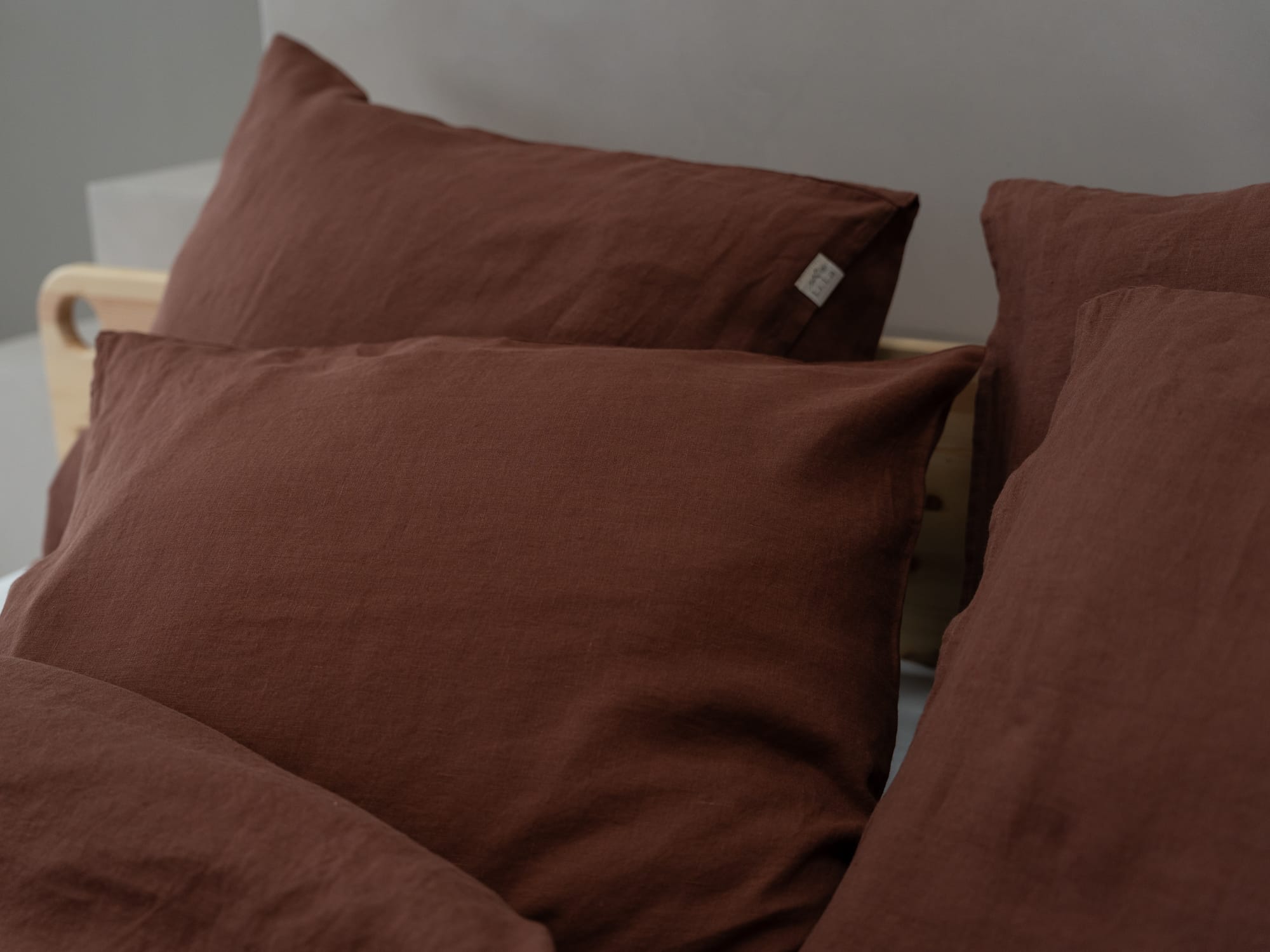 100% linnen - Kussensloop - 60 x 70 cm - Cacaobruin - Linnen Label