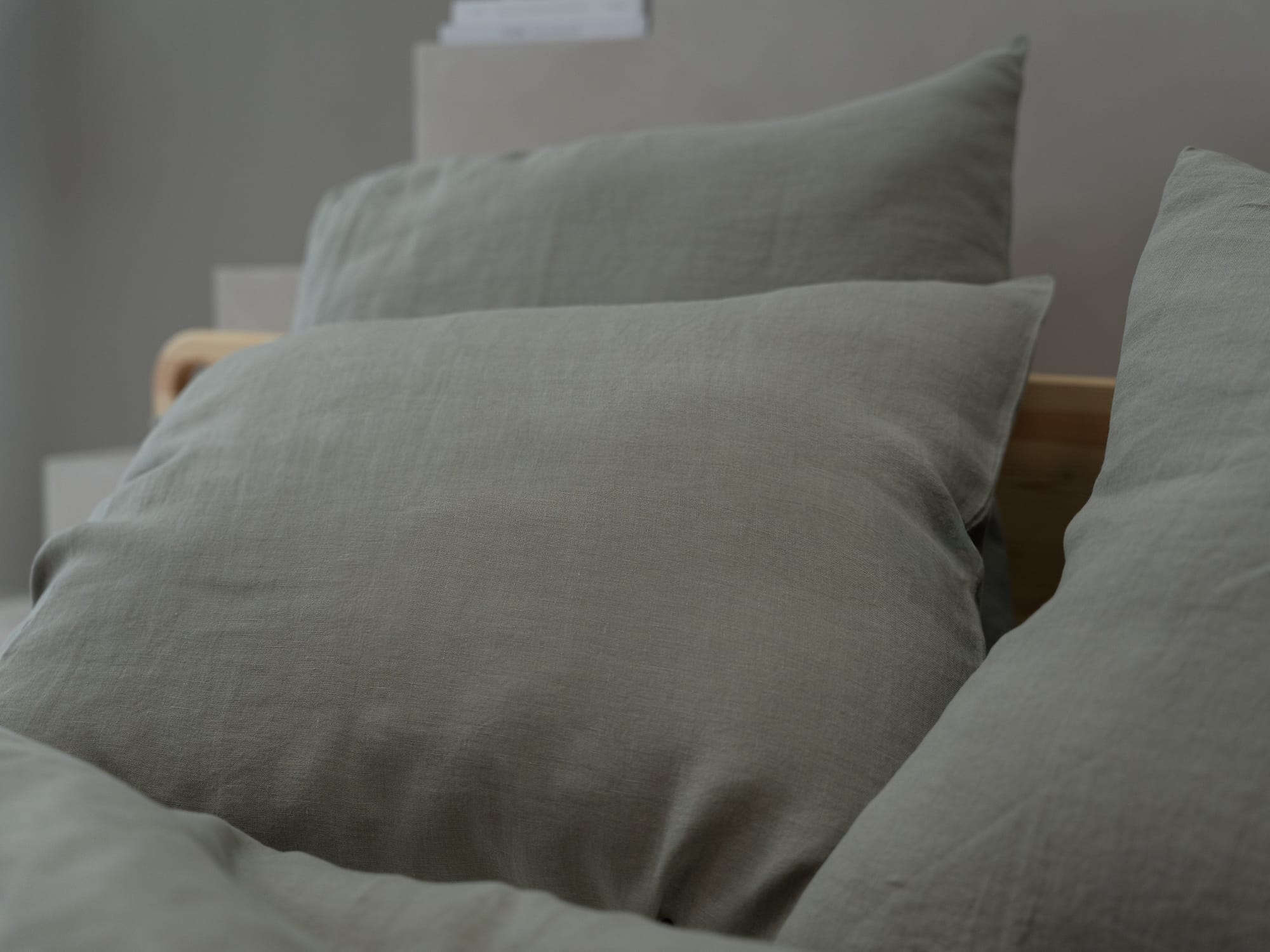 100% linnen - Kussensloop - 60 x 70 cm - Saliegroen - Linnen Label