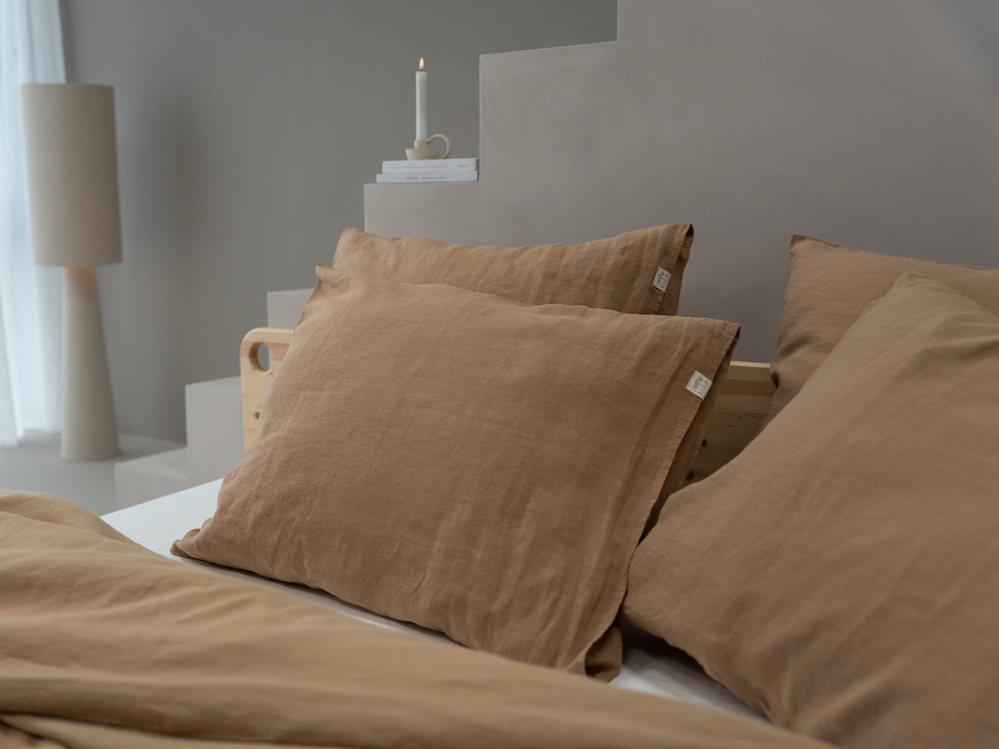 100% linnen - Kussensloop - 60 x 70 cm - Toffee - Linnen Label