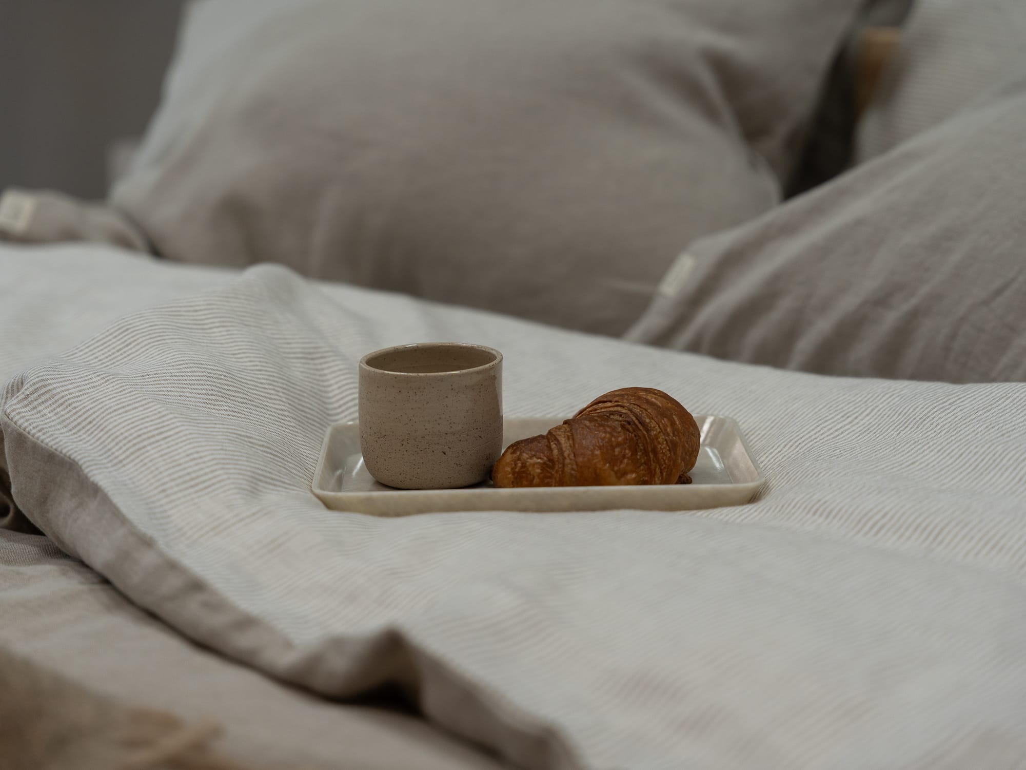 100% linnen - Dekbedovertrek set - 2 kussenslopen - Lits-Jumeaux (240 x 220 cm) - Naturel/Lichte streep - Linnen Label