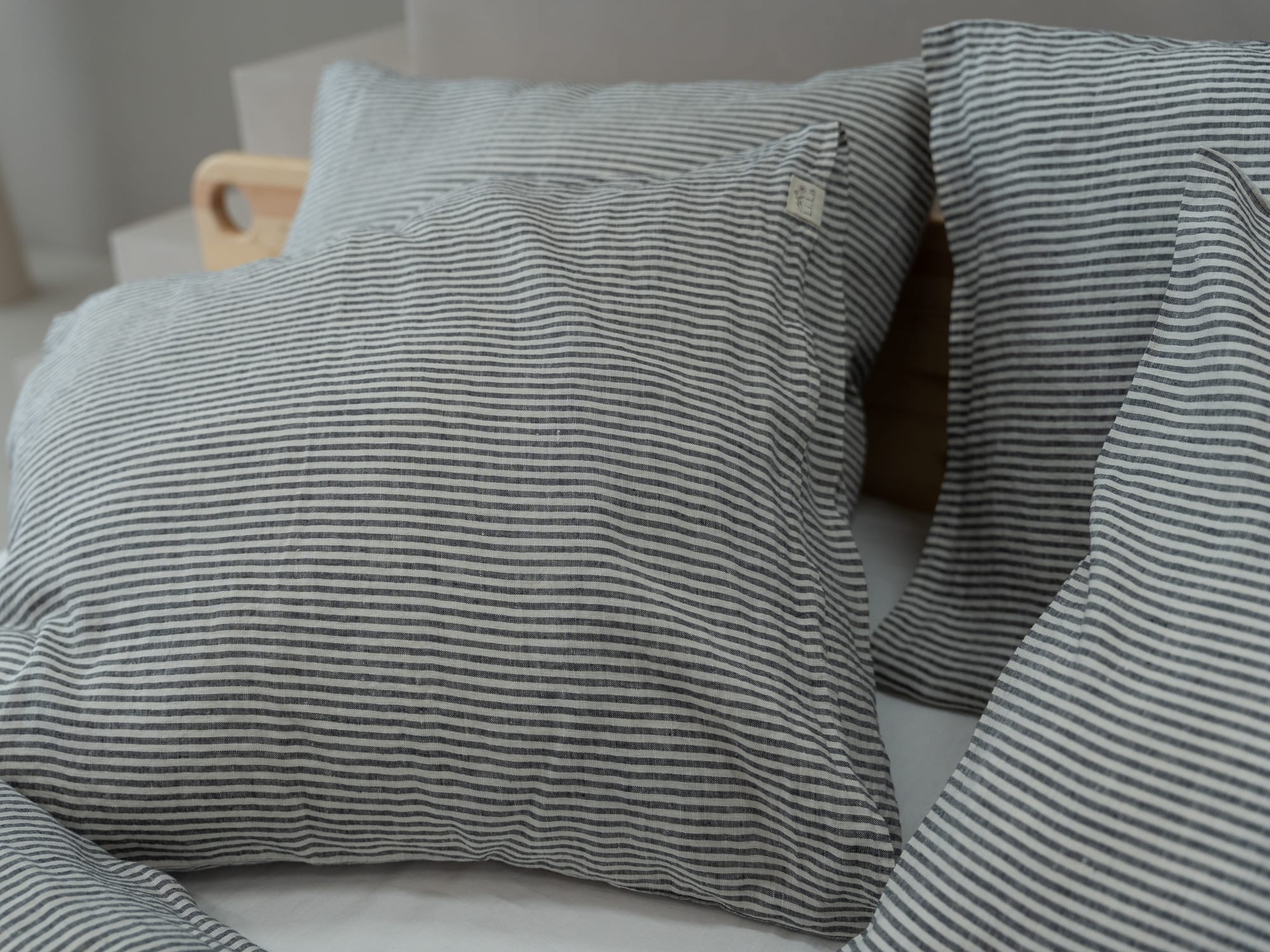 100% linnen - Kussensloop - 60 x 70 cm - Fijne streep - Linnen Label