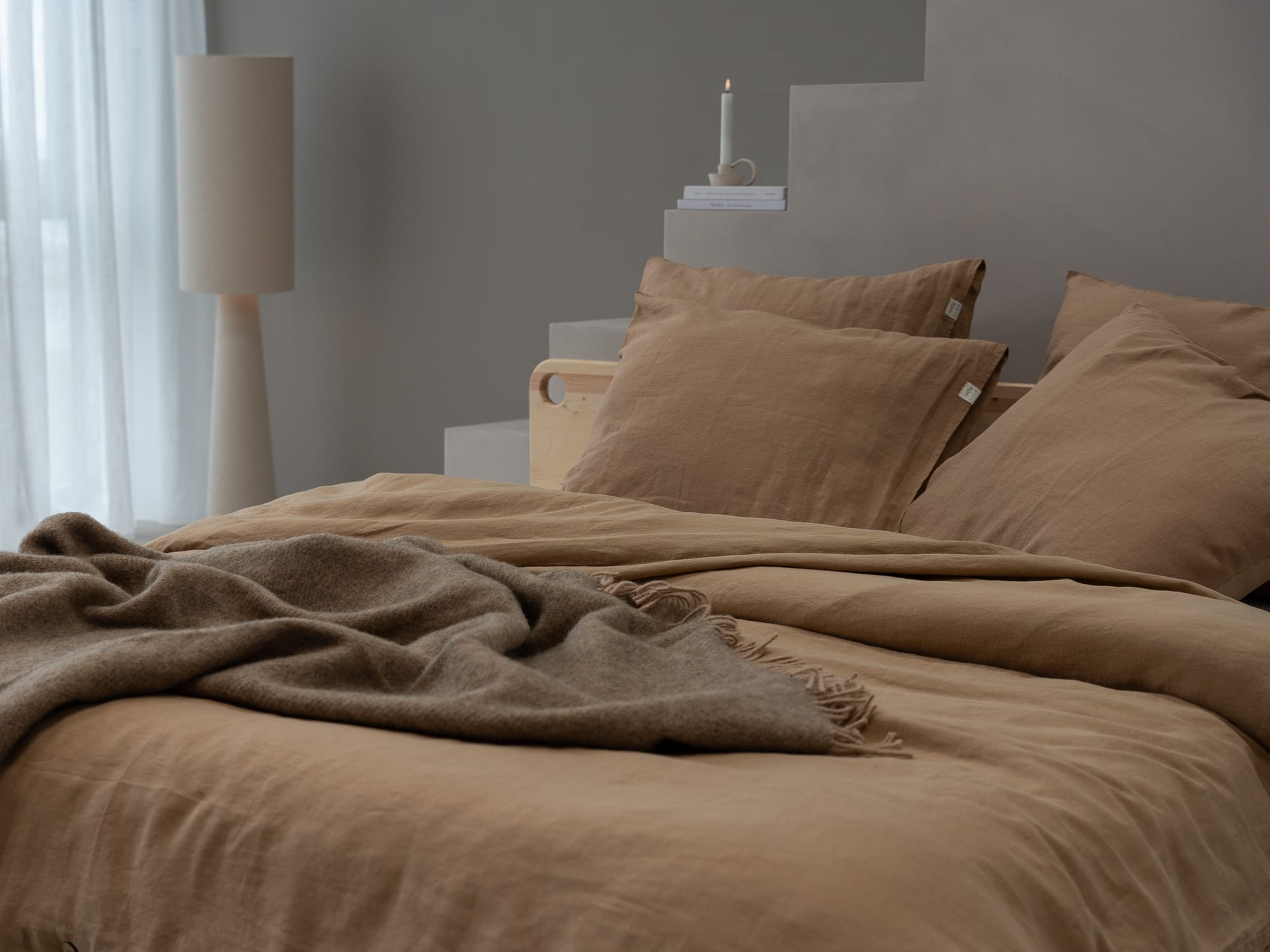 100% linnen - Kussensloop - 60 x 70 cm - Toffee - Linnen Label