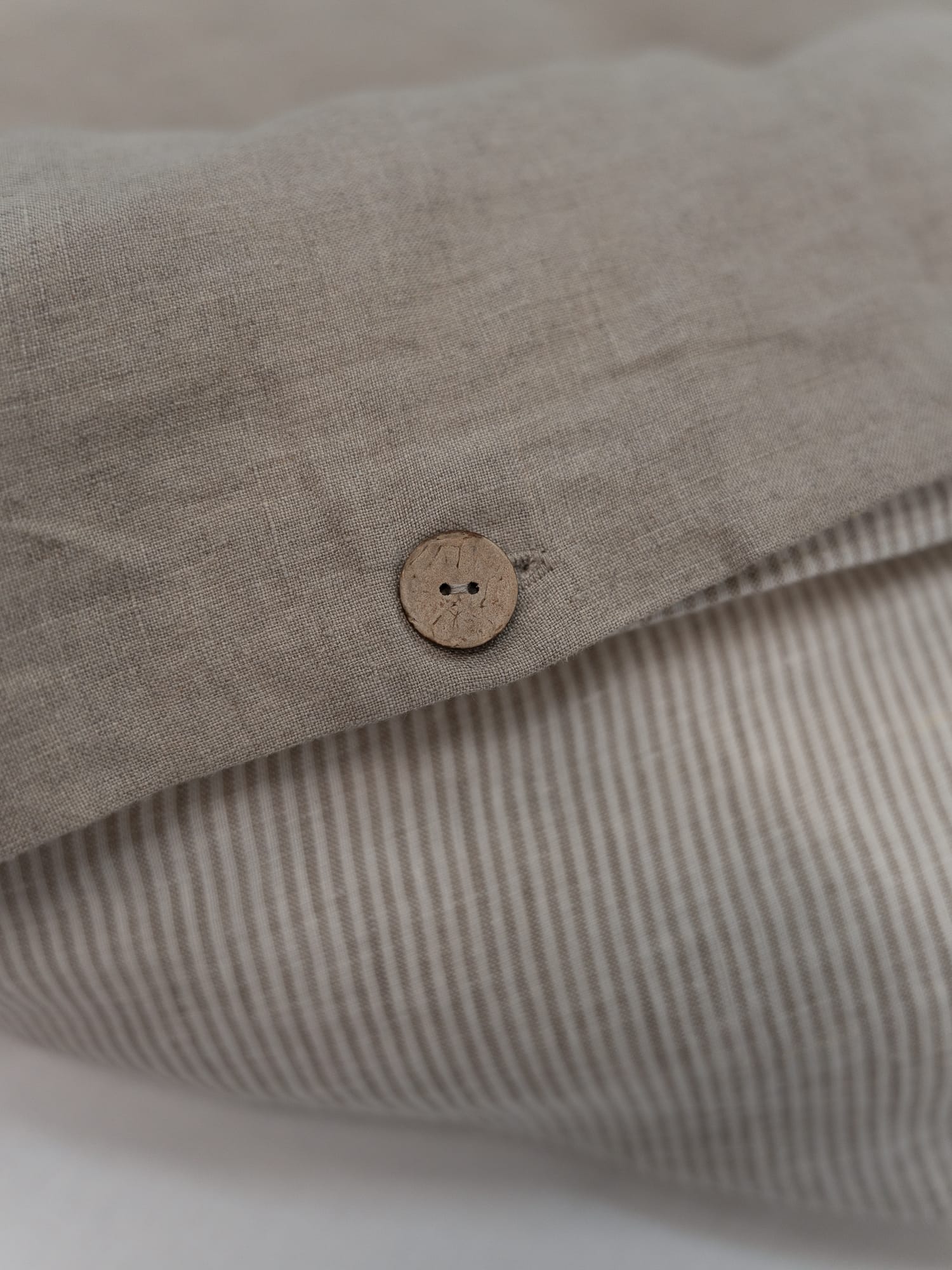 100% linnen - Dekbedovertrek set - 2 kussenslopen - Lits-Jumeaux (240 x 220 cm) - Naturel/Lichte streep - Linnen Label