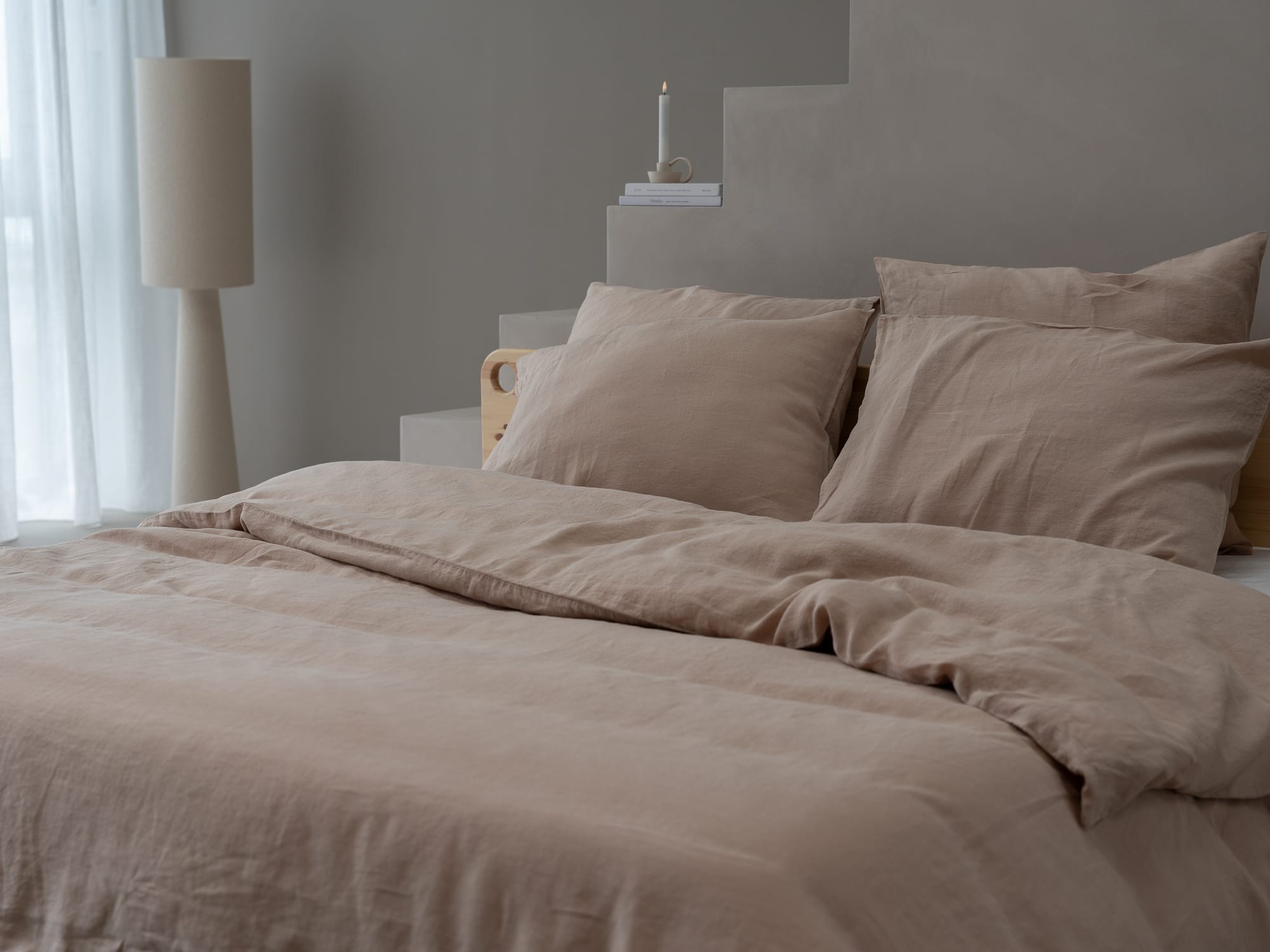 100% linnen - Kussensloop - 60 x 70 cm - Champagne - Linnen Label