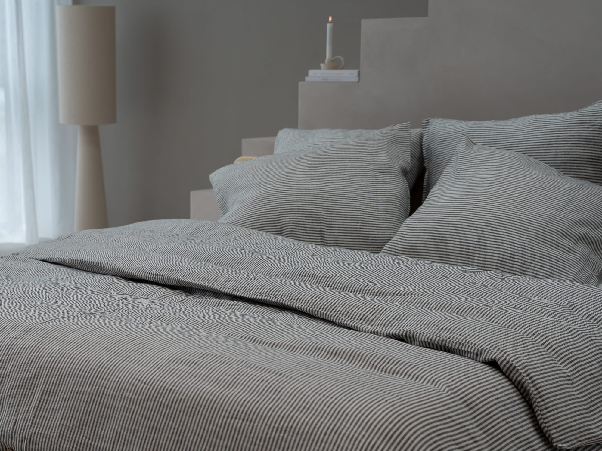 100% linnen - Kussensloop - 60 x 70 cm - Fijne streep - Linnen Label