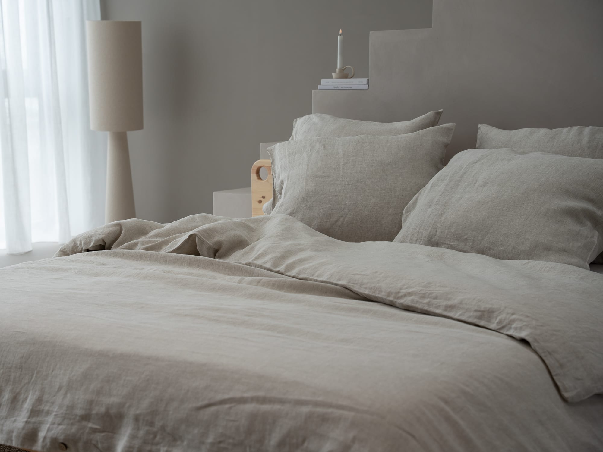 100% linnen - Dekbedovertrek set - 2 kussenslopen - Lits-Jumeaux (240 x 220 cm) - Zand - Linnen Label