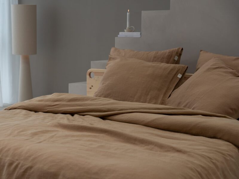 100% linnen - Dekbedovertrek set - 2 kussenslopen - Lits-Jumeaux (240 x 220 cm) - Toffee - Linnen Label
