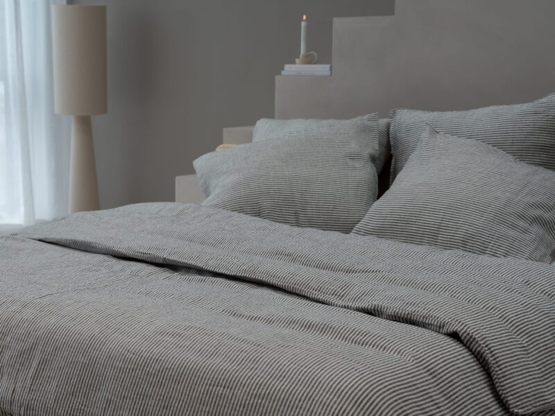 100% linnen - Dekbedovertrek set - 2 kussenslopen - Lits-Jumeaux (240 x 220 cm) - Fijne streep - Linnen Label