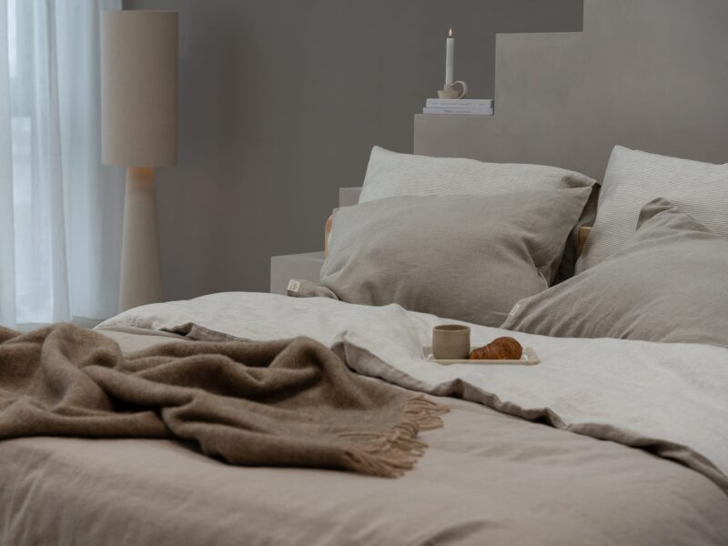 100% linnen - Dekbedovertrek set - 2 kussenslopen - Lits-Jumeaux (240 x 220 cm) - Naturel/Lichte streep - Linnen Label