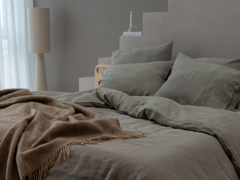 100% linnen - Dekbedovertrek set - 2 kussenslopen - Lits-Jumeaux (240 x 220 cm) - Saliegroen - Linnen Label