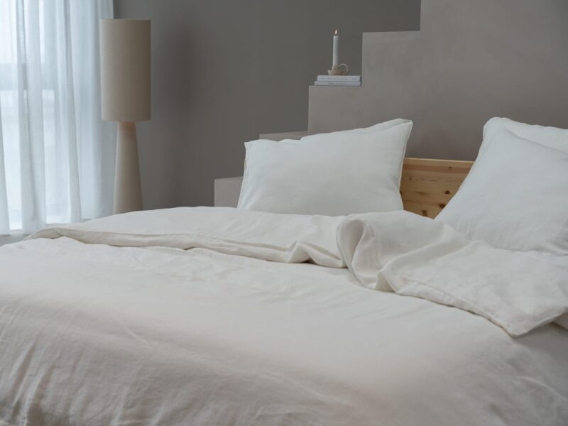 100% linnen - Dekbedovertrek set - 2 kussenslopen - Lits-Jumeaux (240 x 220 cm) - Wit - Linnen Label