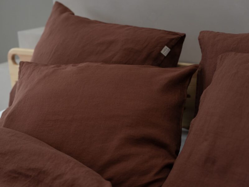 100% linnen - Kussensloop - 60 x 70 cm - Cacaobruin - Linnen Label