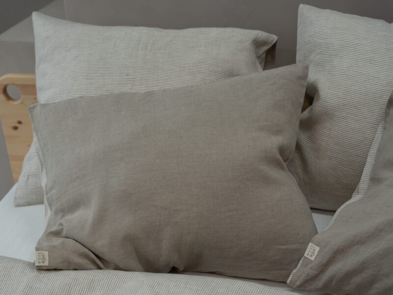 100% linnen - Kussensloop - 60 x 70 cm - Naturel/Lichte streep - Linnen Label