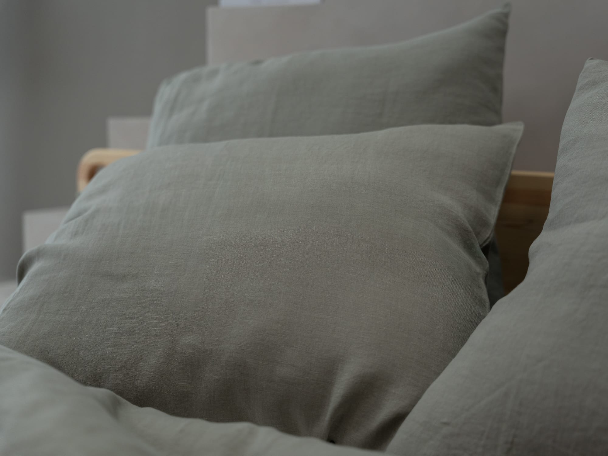 100% linnen - Kussensloop - 60 x 70 cm - Saliegroen - Linnen Label