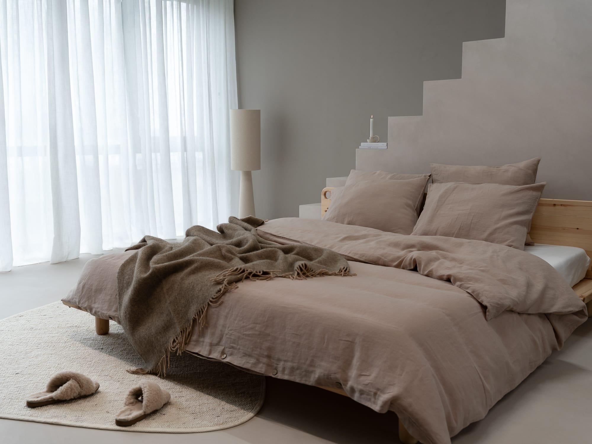 100% linnen - Dekbedovertrek set - 2 kussenslopen - Lits-Jumeaux (240 x 220 cm) - Champagne - Linnen Label