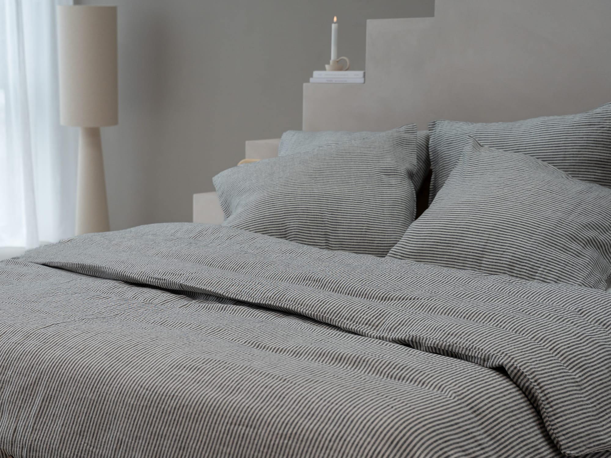 100% linnen - Kussensloop - 60 x 70 cm - Fijne streep - Linnen Label