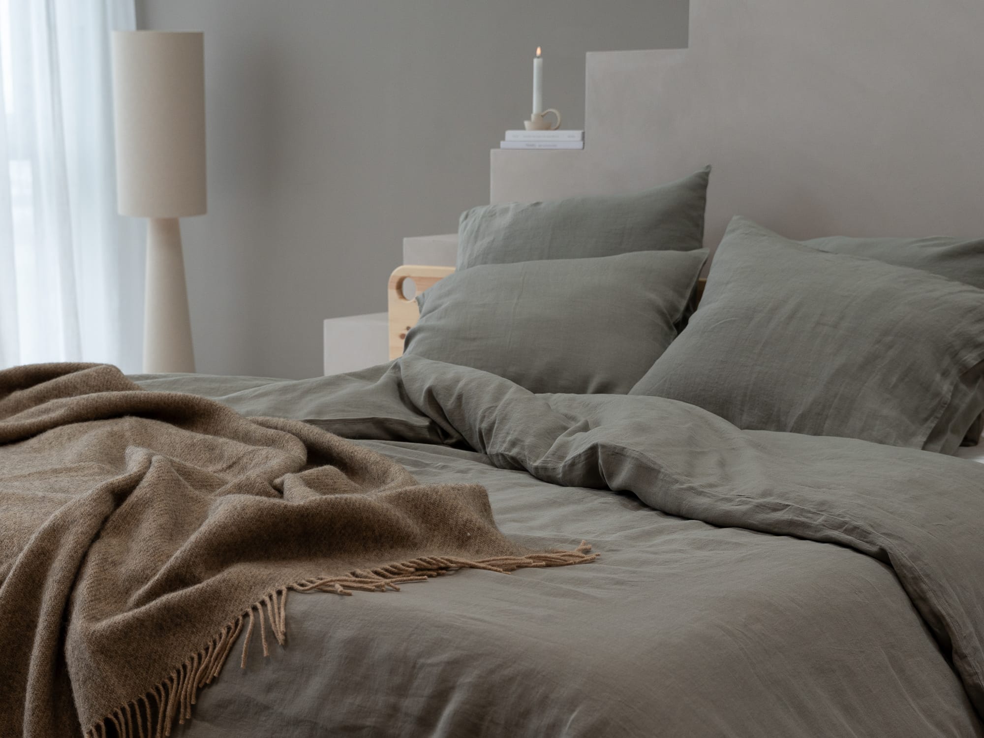 100% linnen - Kussensloop - 60 x 70 cm - Saliegroen - Linnen Label